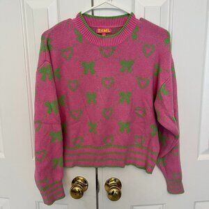Pink and Green Cropped Sweater